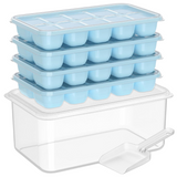 Stackable Silicone Ice Cube Trays with Storage Bin - Flexible, Easy Release, BPA-Free, Perfect for Home & Party Use