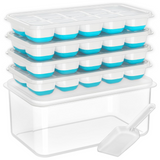 Stackable Silicone Ice Cube Trays with Storage Bin - Flexible, Easy Release, BPA-Free, Perfect for Home & Party Use