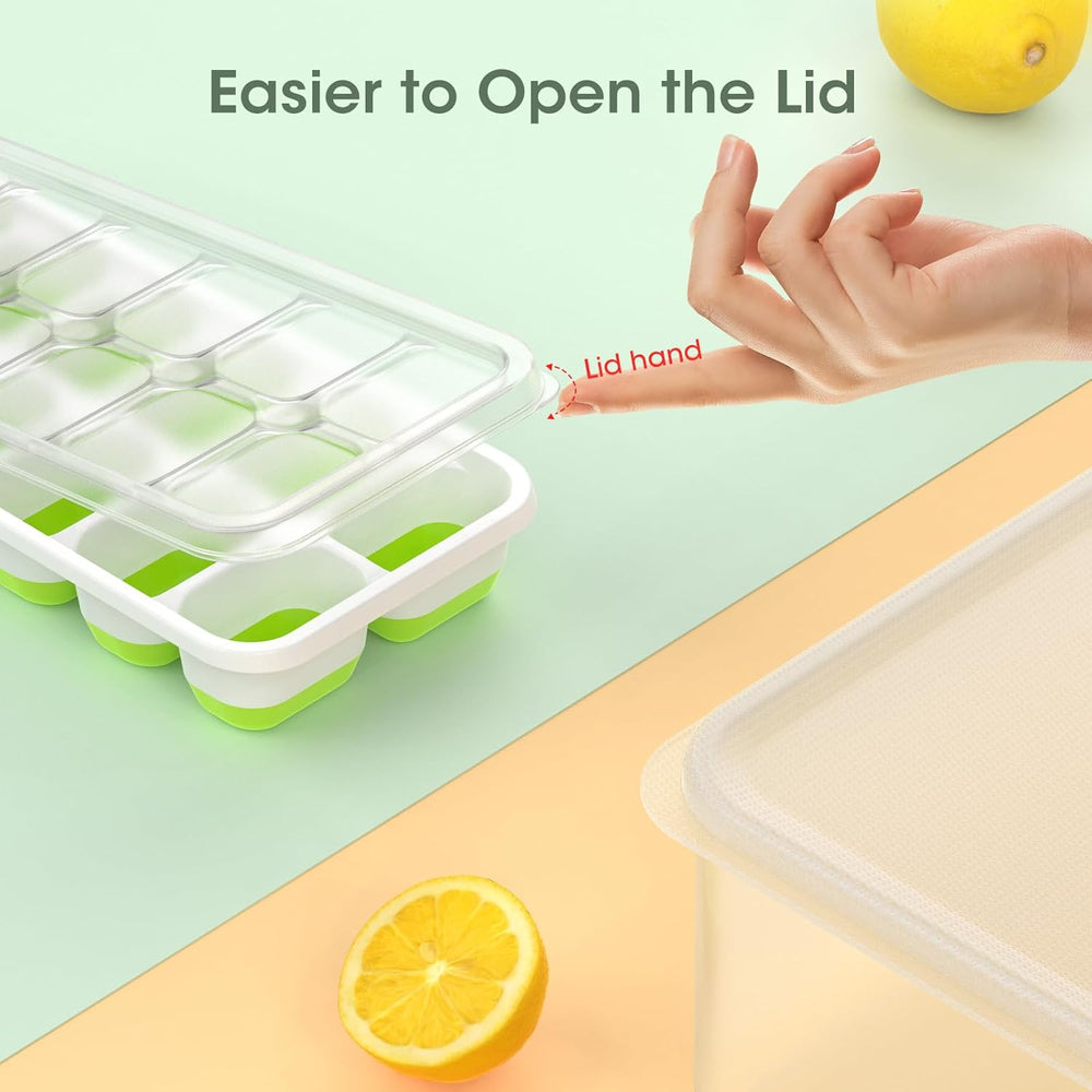 Stackable Silicone Ice Cube Trays with Storage Bin - Flexible, Easy Release, BPA-Free, Perfect for Home & Party Use