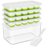 Stackable Silicone Ice Cube Trays with Storage Bin - Flexible, Easy Release, BPA-Free, Perfect for Home & Party Use