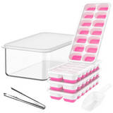 Stackable Silicone Ice Cube Trays with Storage Bin - Flexible, Easy Release, BPA-Free, Perfect for Home & Party Use