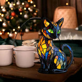 Stained Glass Cat-Shaped Table Lamp with LED Lighting - 30-36 cm | Unique Home Decor & Gift Idea