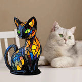 Stained Glass Cat-Shaped Table Lamp with LED Lighting - 30-36 cm | Unique Home Decor & Gift Idea