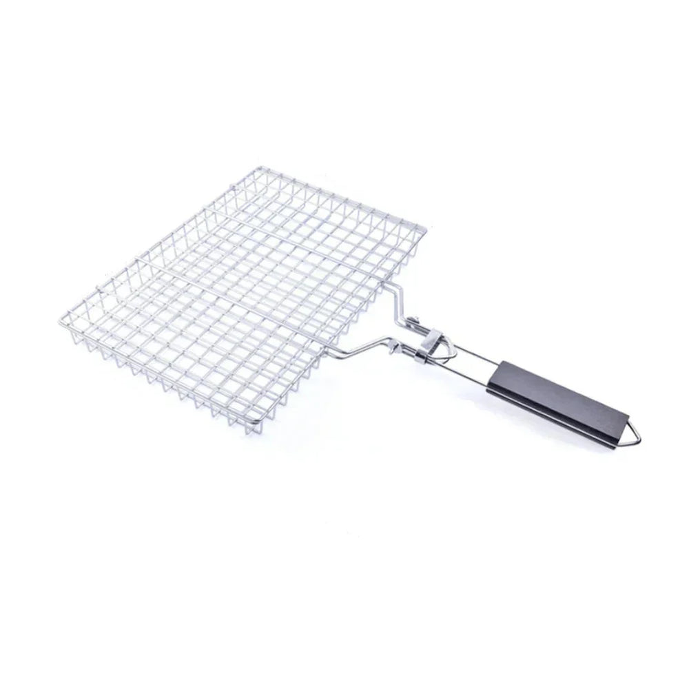 Stainless Steel Grill Basket – Non-Stick Coating, Foldable Lock & Heat-Resistant