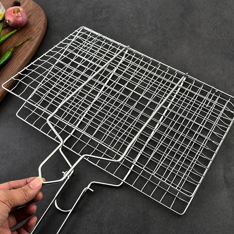 Stainless Steel Grill Basket – Non-Stick Coating, Foldable Lock & Heat-Resistant