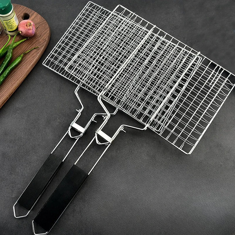 Stainless Steel Grill Basket – Non-Stick Coating, Foldable Lock & Heat-Resistant