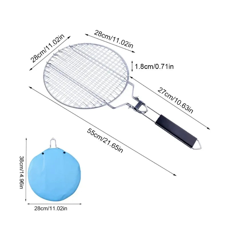 Stainless Steel Grill Basket – Non-Stick Coating, Foldable Lock & Heat-Resistant