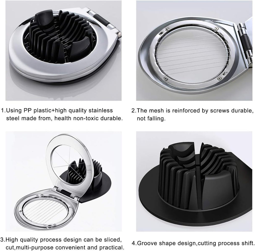 Premium Stainless Steel Egg Slicer - 3 Versatile Cutting Styles for Effortless Meal Prep!