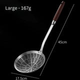 Premium Steel Skimmer Spoon with Ergonomic Wooden Handle - Perfect for Cooking and Straining