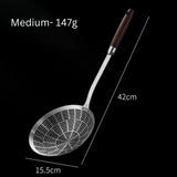 Premium Steel Skimmer Spoon with Ergonomic Wooden Handle - Perfect for Cooking and Straining