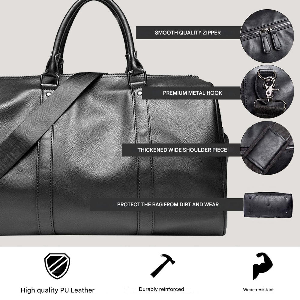 Large Capacity Leather Travel Bag – Lightweight & Durable Carry-On