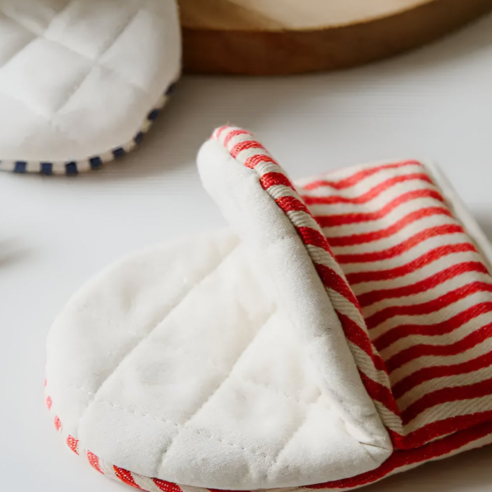 Premium Striped Oven Mitts - Heat-Resistant Kitchen Gloves for Safe Cooking & Baking