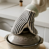 Premium Striped Oven Mitts - Heat-Resistant Kitchen Gloves for Safe Cooking & Baking