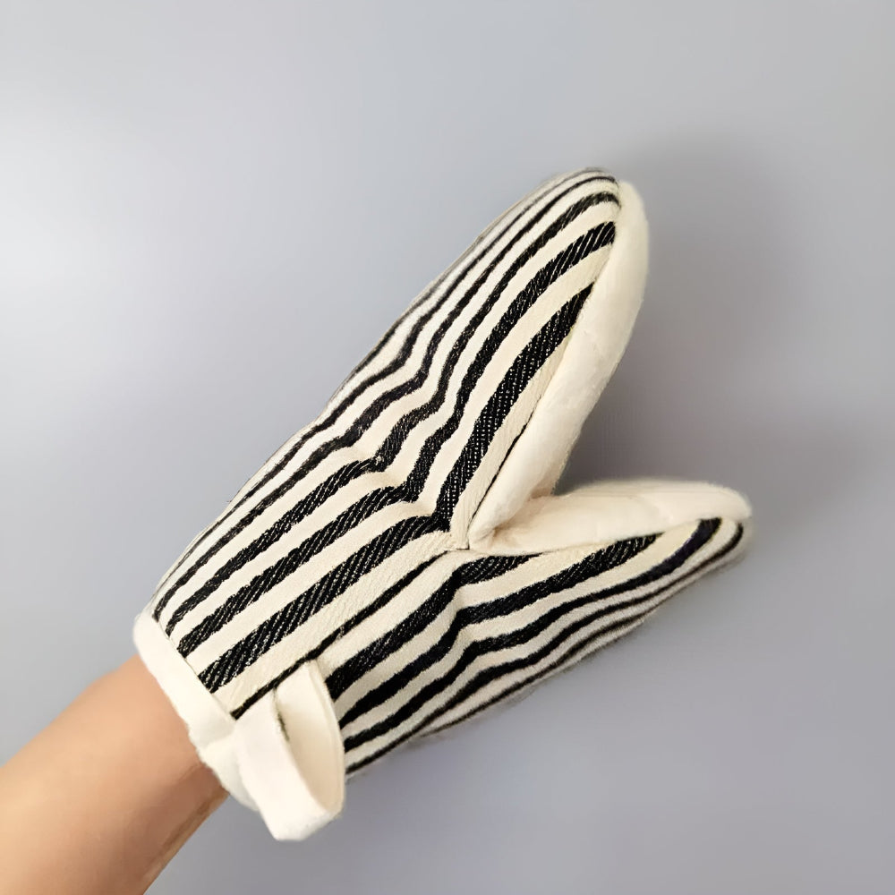 Premium Striped Oven Mitts - Heat-Resistant Kitchen Gloves for Safe Cooking & Baking