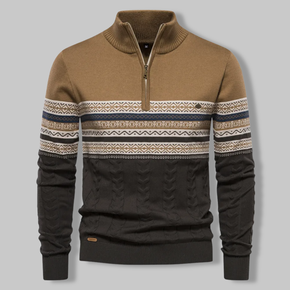 Striped Zip Sweater - SummitZip - 2