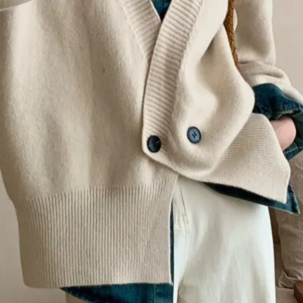 Stylish Beige Knitted Cardigan for Women - Vera