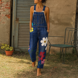 Trendy Floral Pattern Denim Jumpsuit for Women - Stylish and Comfortable All-in-One Outfit