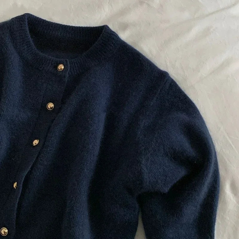 Stylish Knitted Cardigan with O-neck - Sophie
