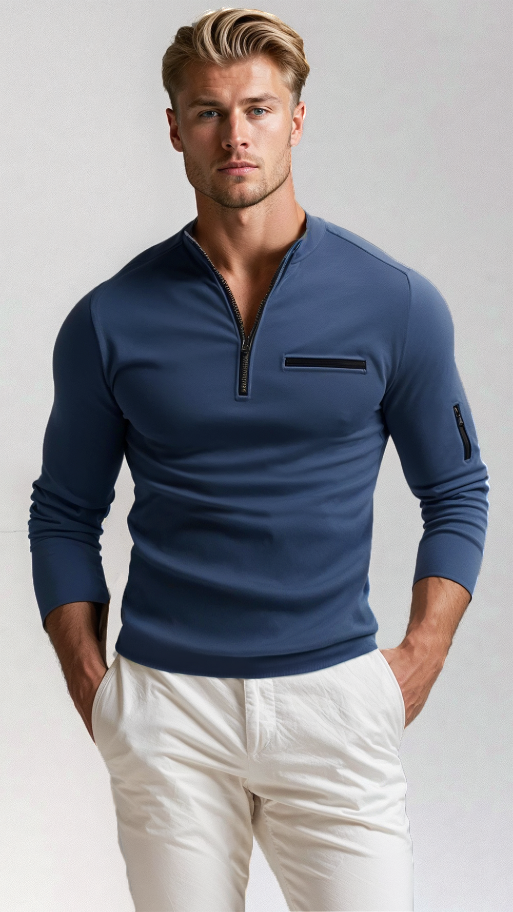 Stylish Men's Sweater with Quarter Zip – Lorenzo