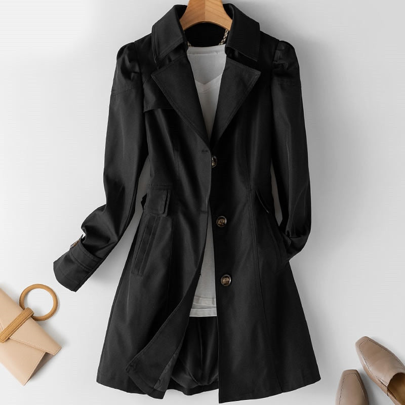 Stylish Mid-Length Women's Trench Coat - Victoria