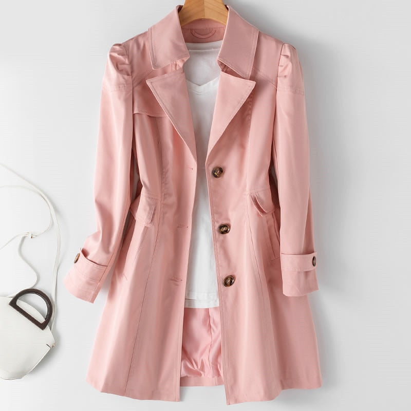 Stylish Mid-Length Women's Trench Coat - Victoria