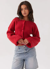 Stylish Red Women's Cardigan - Clarella