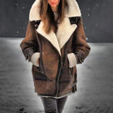 Stylish Suede Sherpa Jacket for Women - Mila