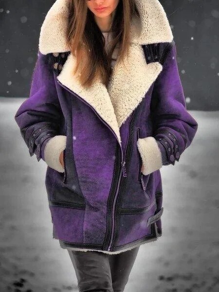 Stylish Suede Sherpa Jacket for Women - Mila