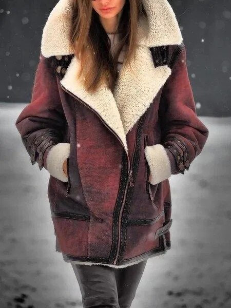 Stylish Suede Sherpa Jacket for Women - Mila