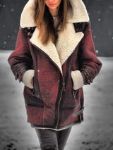 Stylish Suede Sherpa Jacket for Women - Mila