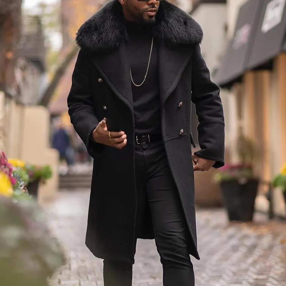 Stylish Warm Black Winter Jacket for Men - Vincenzo