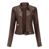 Stylish women's leather jacket in classic design – Marlene