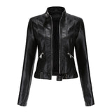 Stylish women's leather jacket in classic design – Marlene