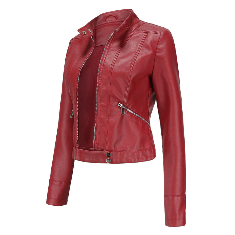 Stylish women's leather jacket in classic design – Marlene
