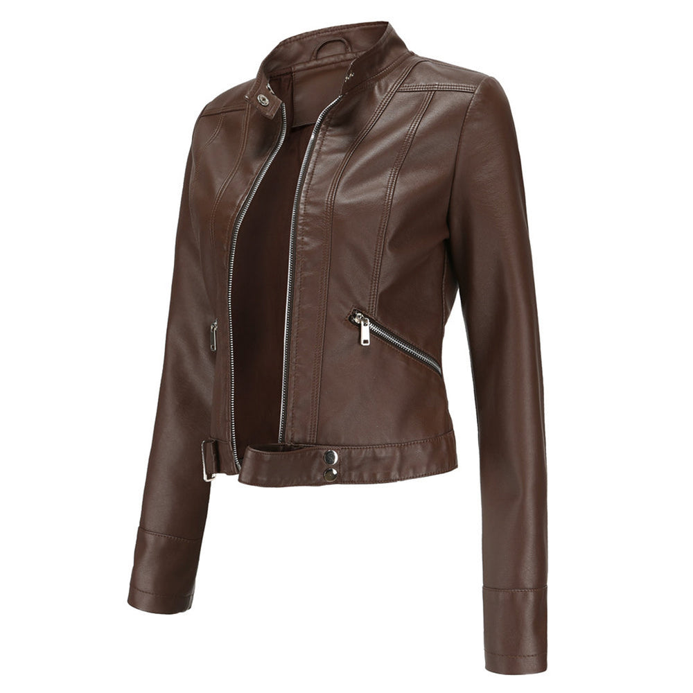 Stylish women's leather jacket in classic design – Marlene