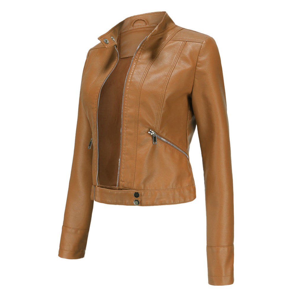 Stylish women's leather jacket in classic design – Marlene