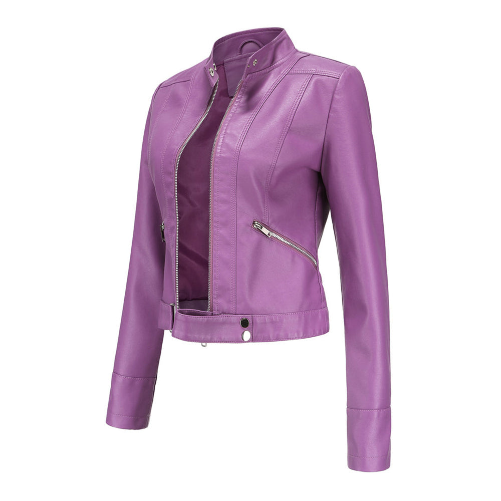 Stylish women's leather jacket in classic design – Marlene