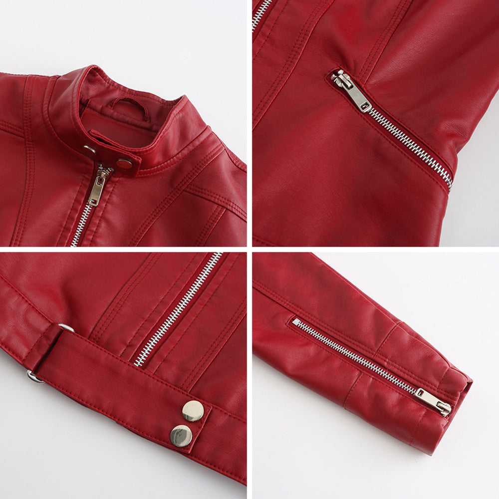 Stylish women's leather jacket in classic design – Marlene