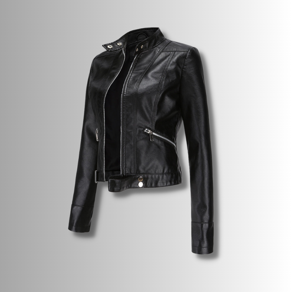 Stylish women's leather jacket in classic design – Marlene