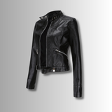 Stylish women's leather jacket in classic design – Marlene