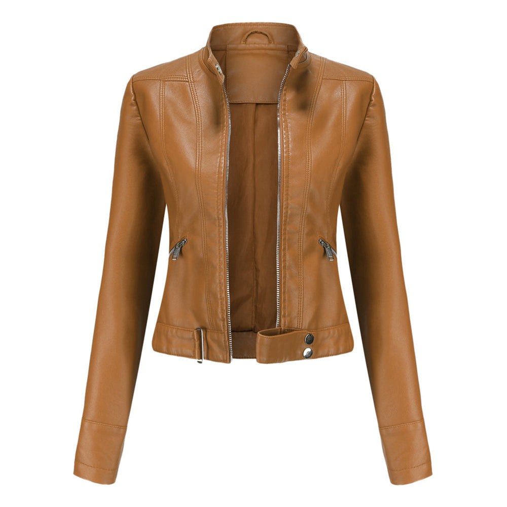 Stylish women's leather jacket in classic design – Marlene