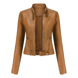 Stylish women's leather jacket in classic design – Marlene