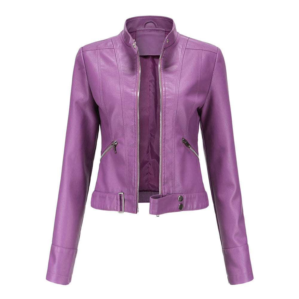 Stylish women's leather jacket in classic design – Marlene