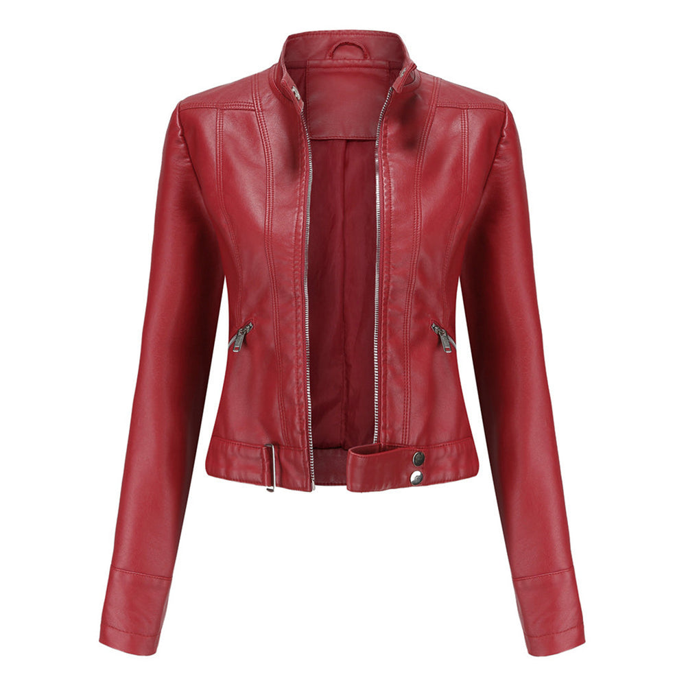 Stylish women's leather jacket in classic design – Marlene