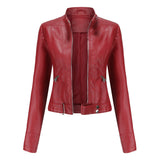 Stylish women's leather jacket in classic design – Marlene