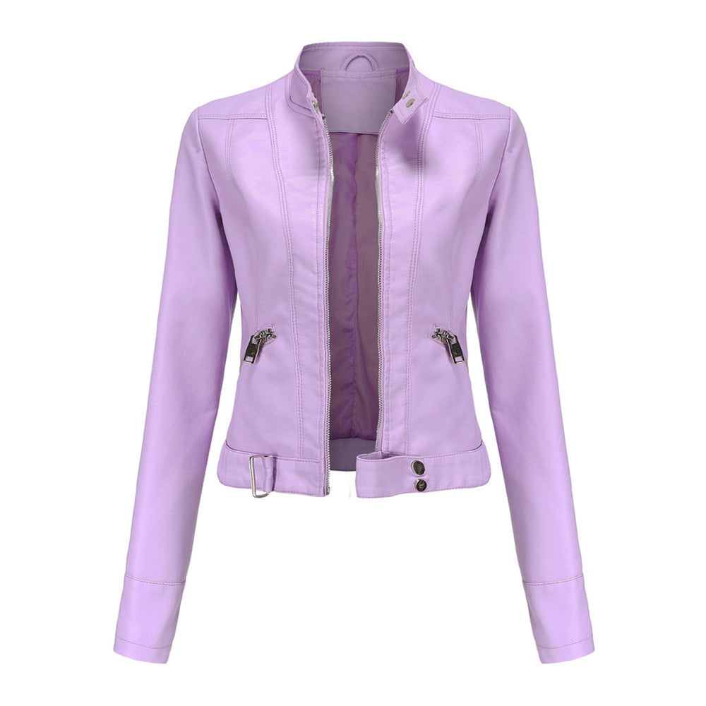 Stylish women's leather jacket in classic design – Marlene