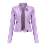 Stylish women's leather jacket in classic design – Marlene