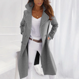 Stylish Wool Women's Coat with Turned-Up Collar - Elena