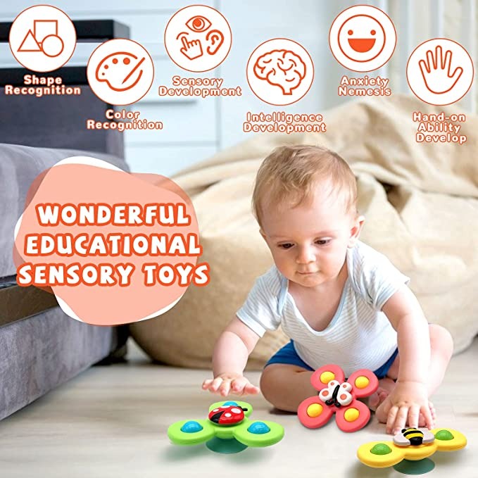 3-Pack Suction Cup Spinner Toys - Fun and Engaging for Kids | Ideal for Bath Time & Playtime
