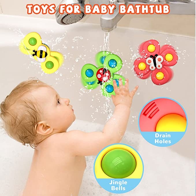 3-Pack Suction Cup Spinner Toys - Fun and Engaging for Kids | Ideal for Bath Time & Playtime